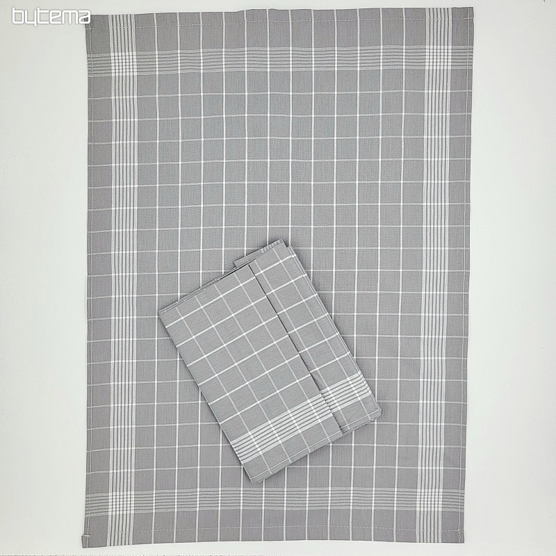 Serviettes en coton à carreaux gris clair