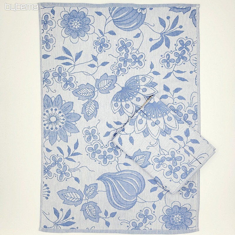 Serviettes en coton FLEURS BLEUES