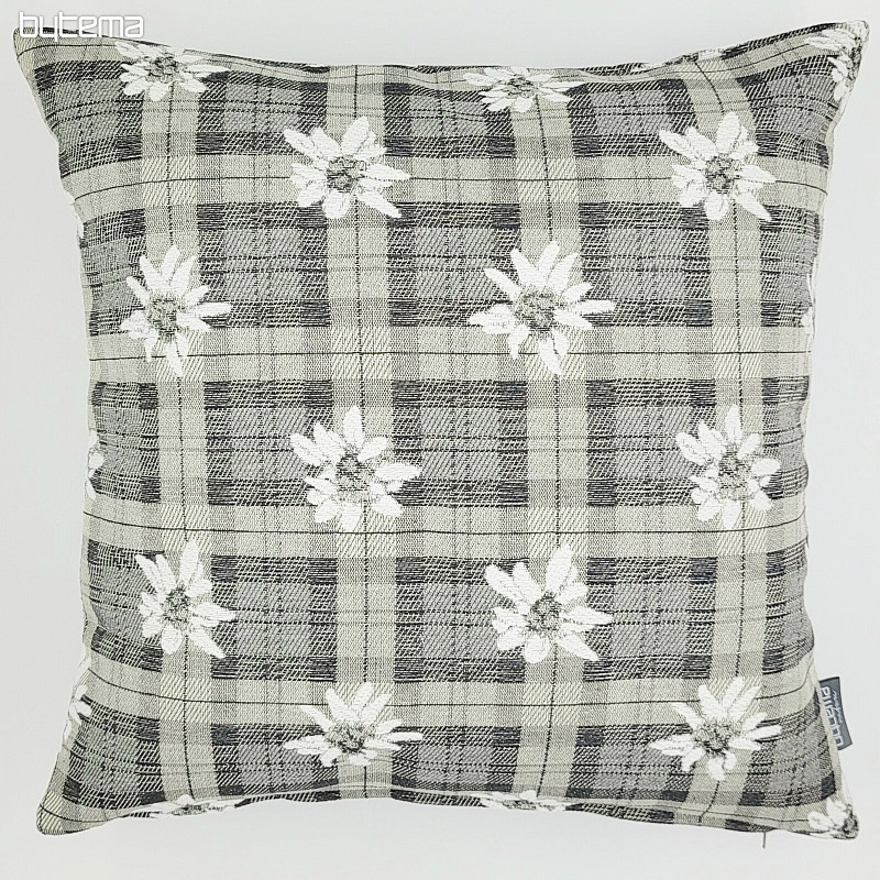 Taie d'oreiller décorative FLEURS ET DIAMANTS gris