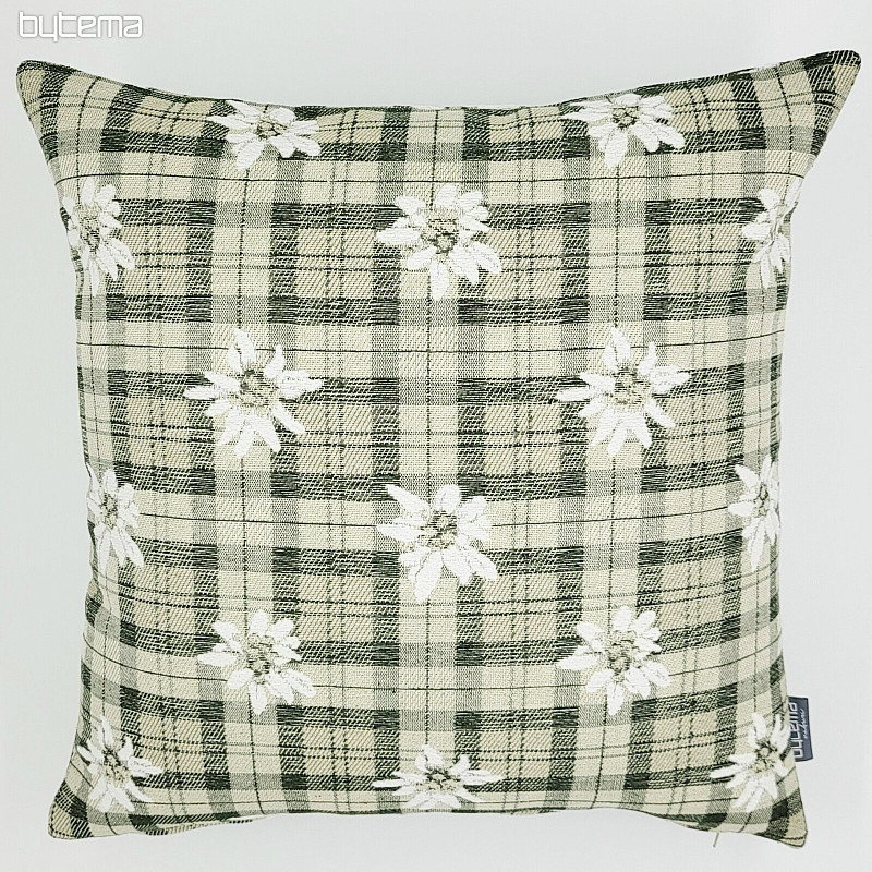 Taie d&#39;oreiller décorative FLEURS ET DIAMANTS verte
