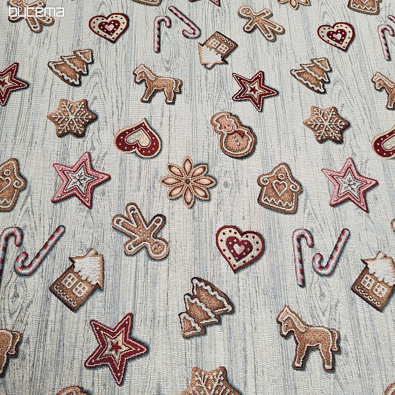 Tissu tapisserie PAIN D'ÉPICES DE NOËL