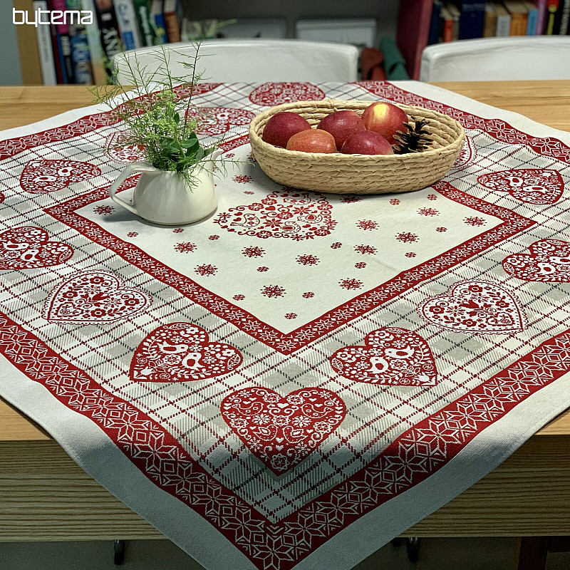 Nappe et foulard en tapisserie COEUR EN KARA