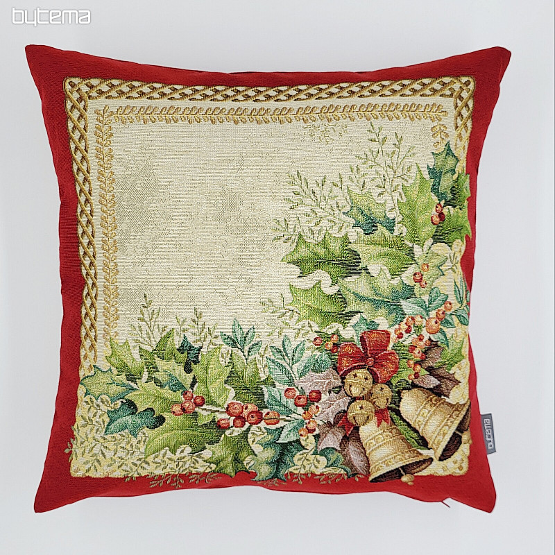 Housse de tapisserie de Noël GOLDEN BELLS bordure rouge