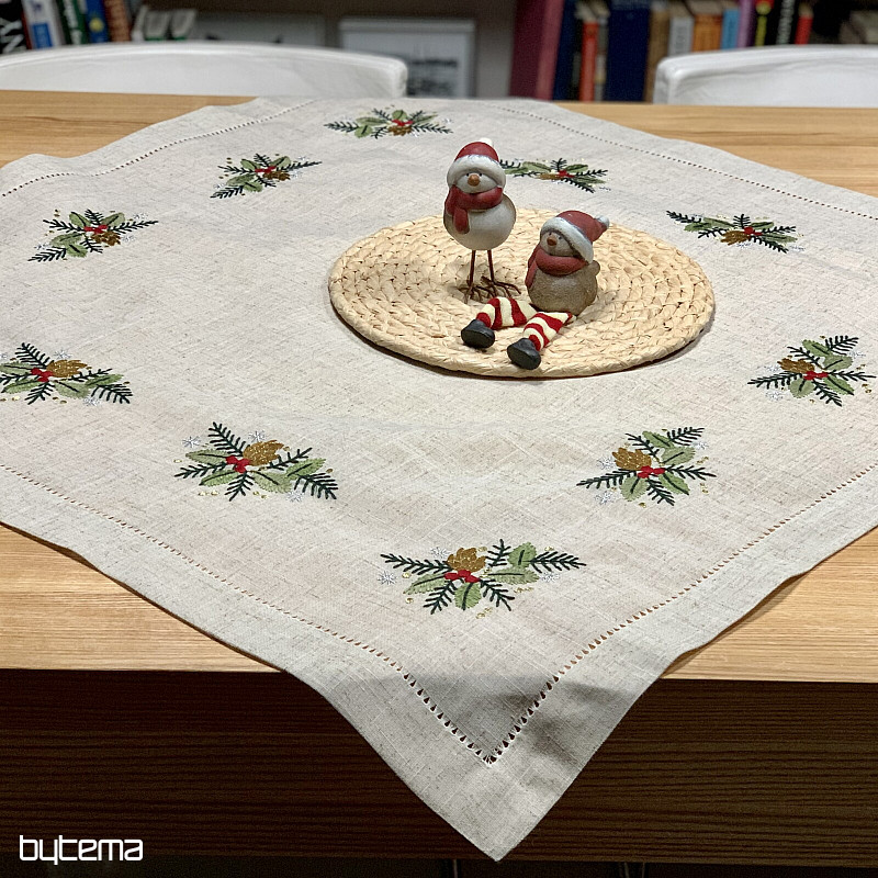 Nappe brodée Brindilles COLORÉES