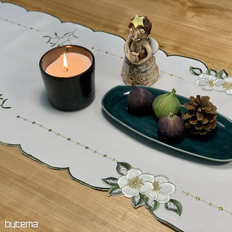 Nappe brodée BOUGIES BLANCHES
