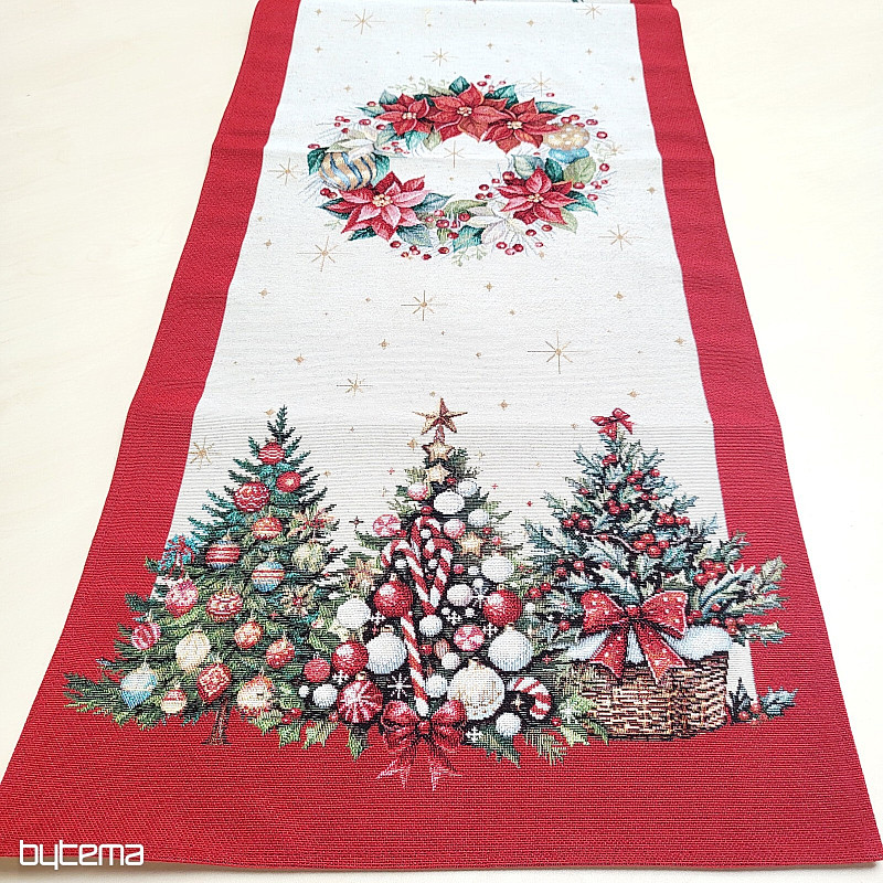 Nappe et écharpe en tapisserie SAPINS DE NOËL