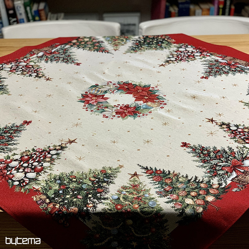 Nappe et écharpe en tapisserie SAPINS DE NOËL