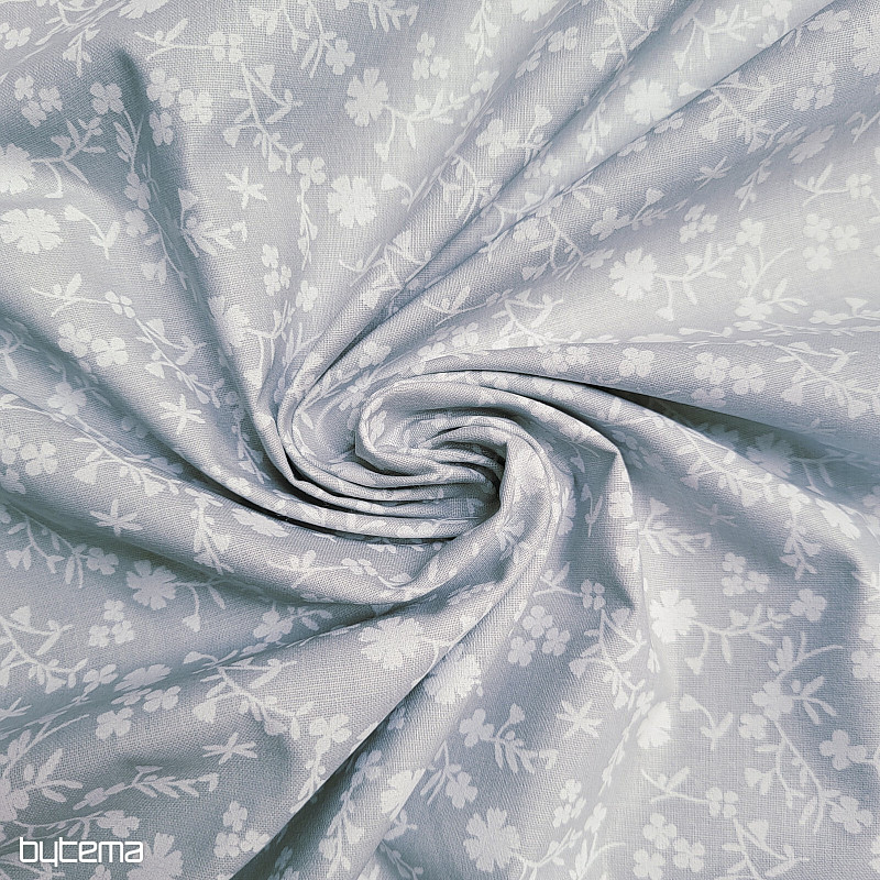 Tissu décoratif en coton MARGELIE fleur GRIS