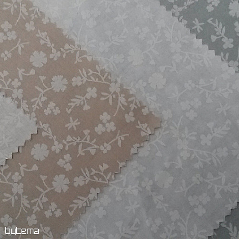 Tissu décoratif en coton MARGELIE fleur BEIGE