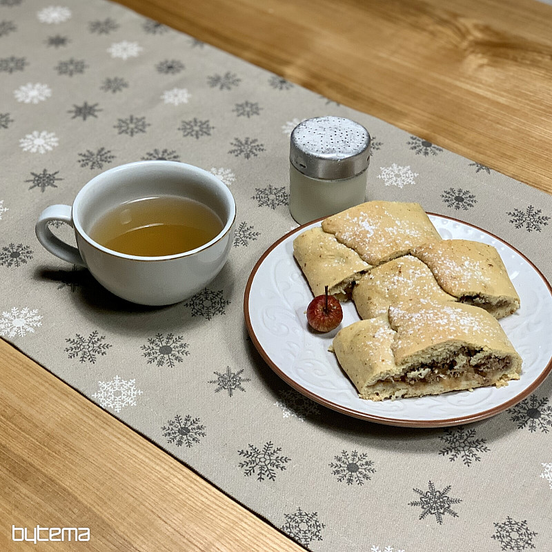 Nappe et écharpe de Noël FLAKES GRIS BLANC