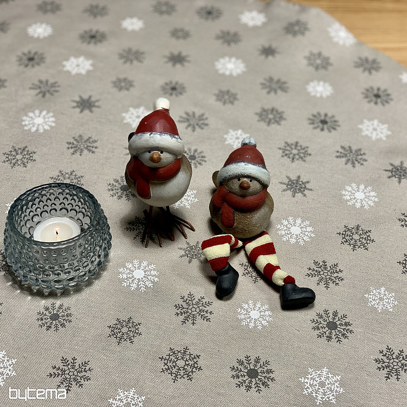 Nappe et écharpe de Noël FLAKES GRIS BLANC