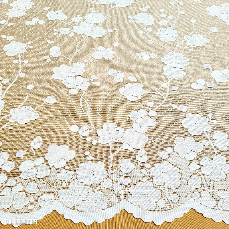 Rideau Jacquard GITA FLEURS BLANCHES