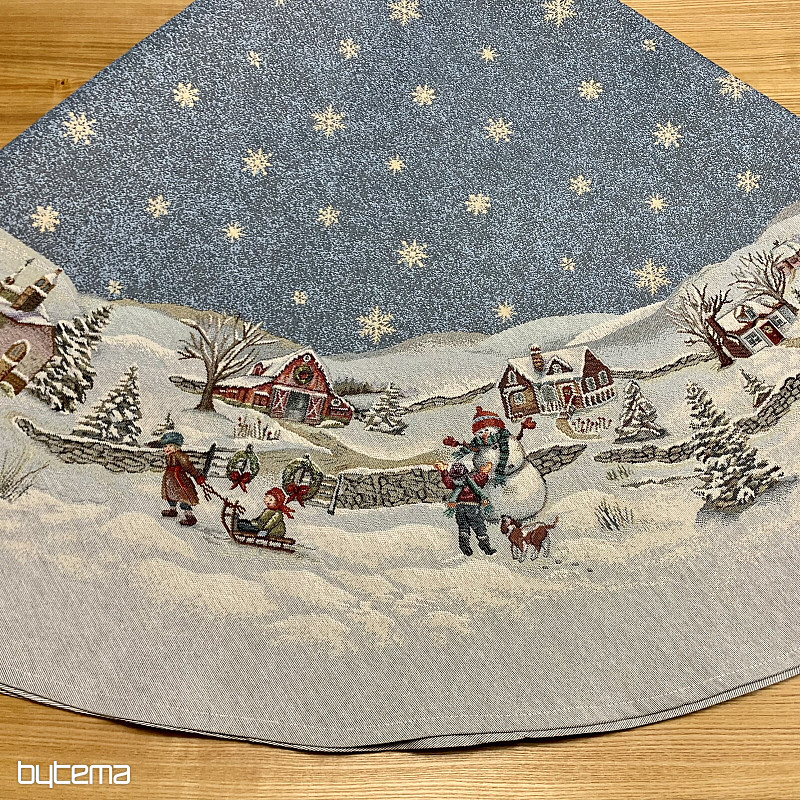 Nappe ronde en tapisserie de Noël « Joie de Noël »