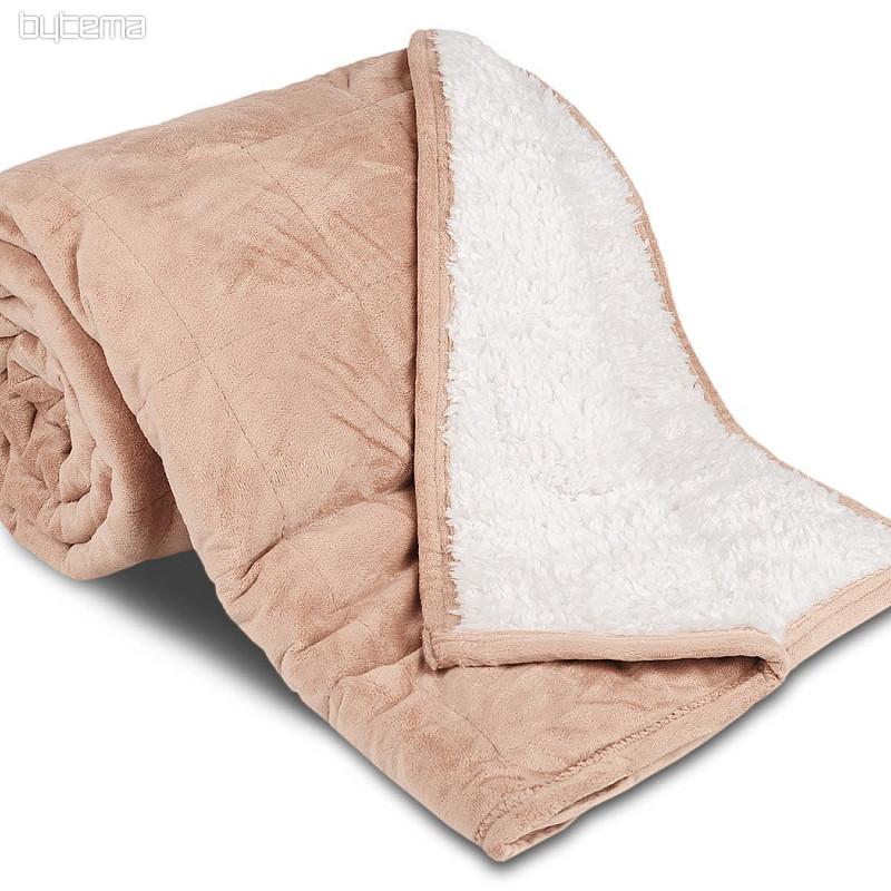 Couverture en microfibre EXTRA SOFT SHEEP cousue beige-gris