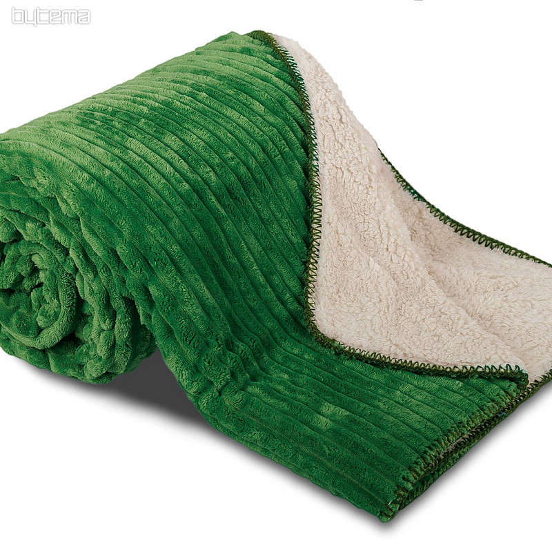 couverture microfibre EXTRA SOFT SHEEP velours côtelé - vert