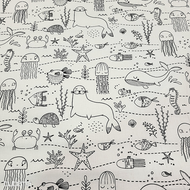 Peinture sur tissu MONDE SOUS-MARIN