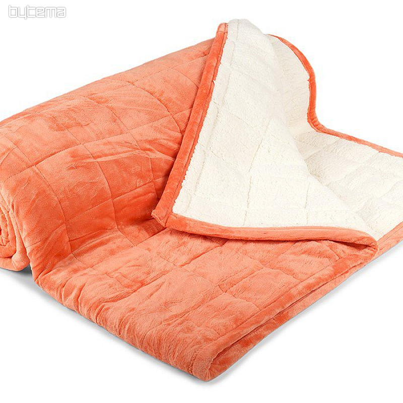 couverture microfibre EXTRA DOUX MOUTON point saumon