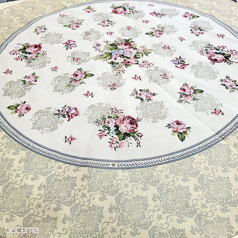 Nappe ronde en tapisserie CASTLE ROSE