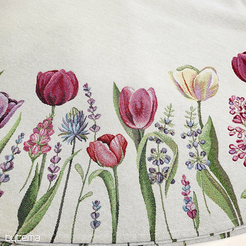 Nappe ronde en tapisserie TULIPES PRINTEMPS III