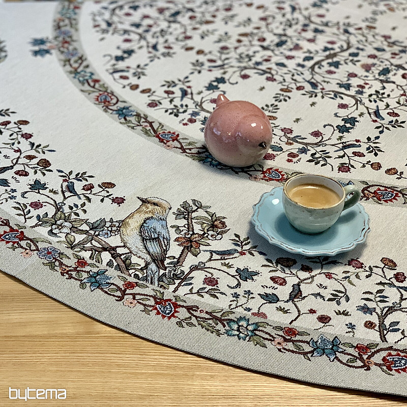Nappe ronde en tapisserie OISEAUX