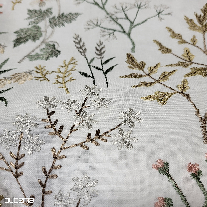 Écharpe brodée GINGEMBRE BLANC