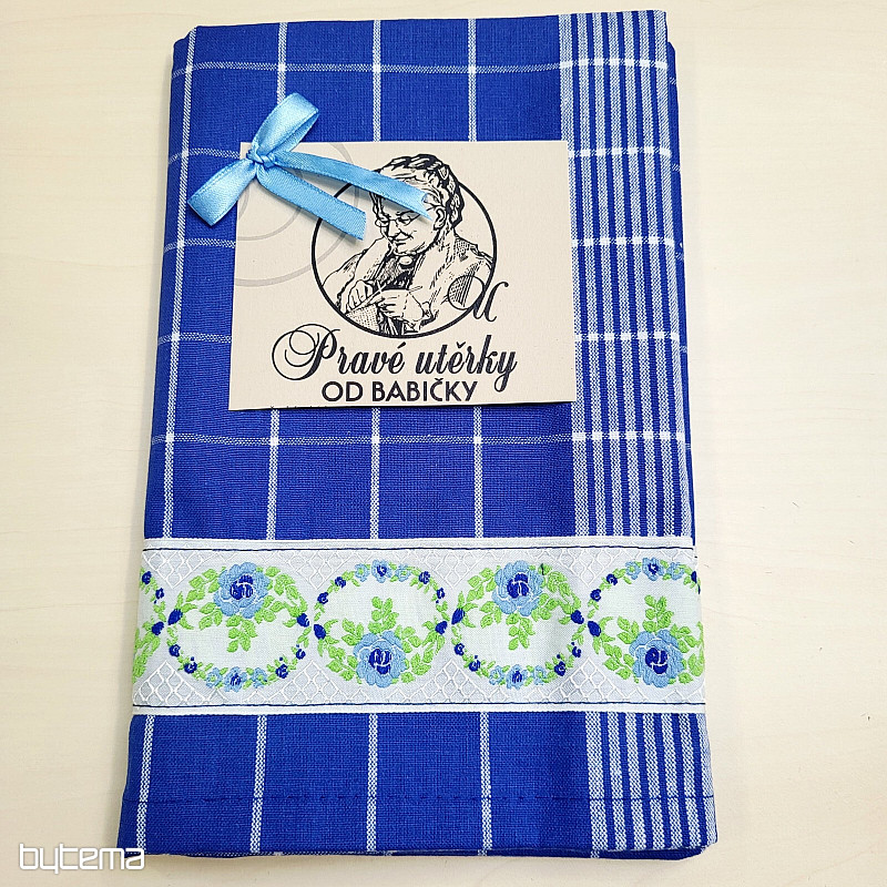 SERVIETTE BLEUE À FLEURS DE GRAND-MÈRE