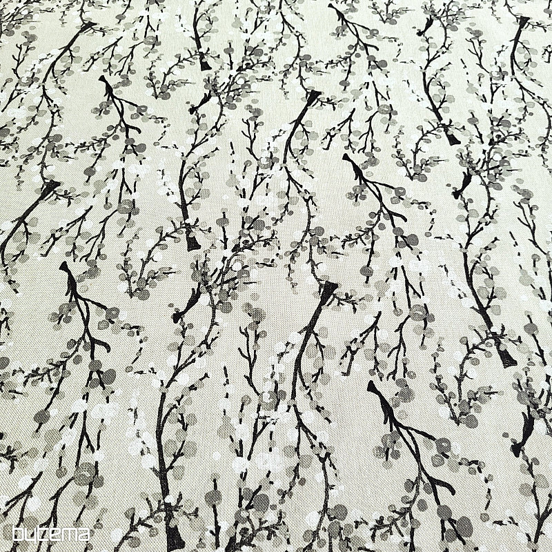 Tissu décoratif ARBRE BULLES GRIS