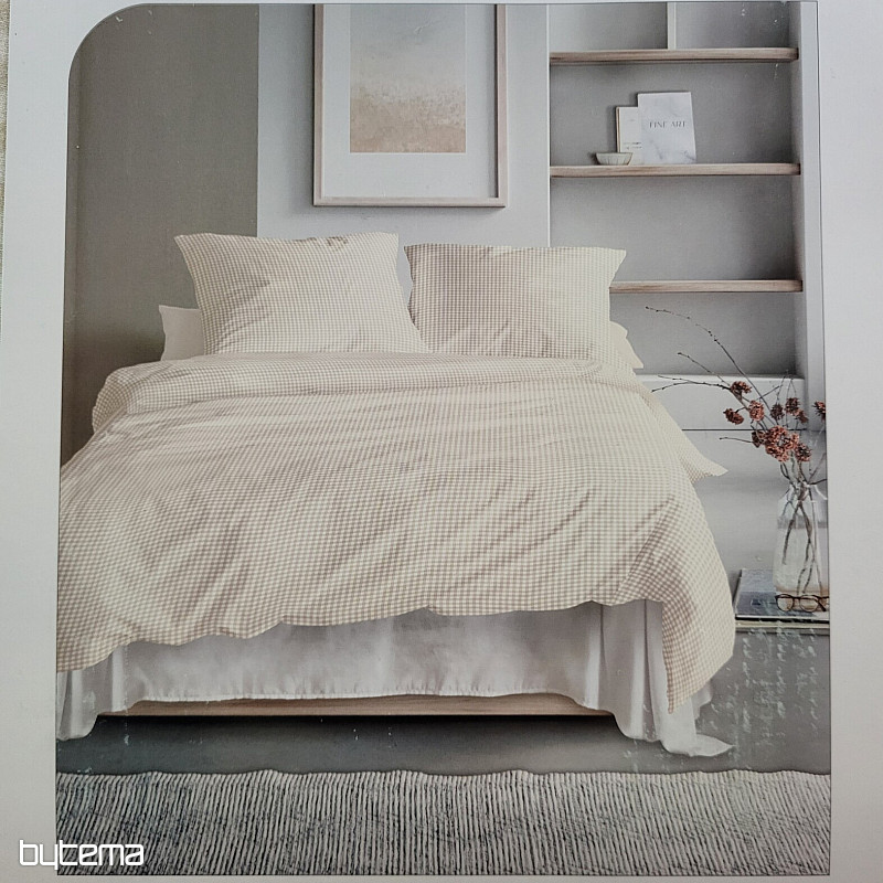 IRISETTE satin de coton de luxe BEIGE BLANC À CARREAUX