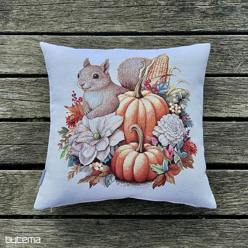 Taie d'oreiller en tapisserie CITROUILLE ET ÉCUREUIL