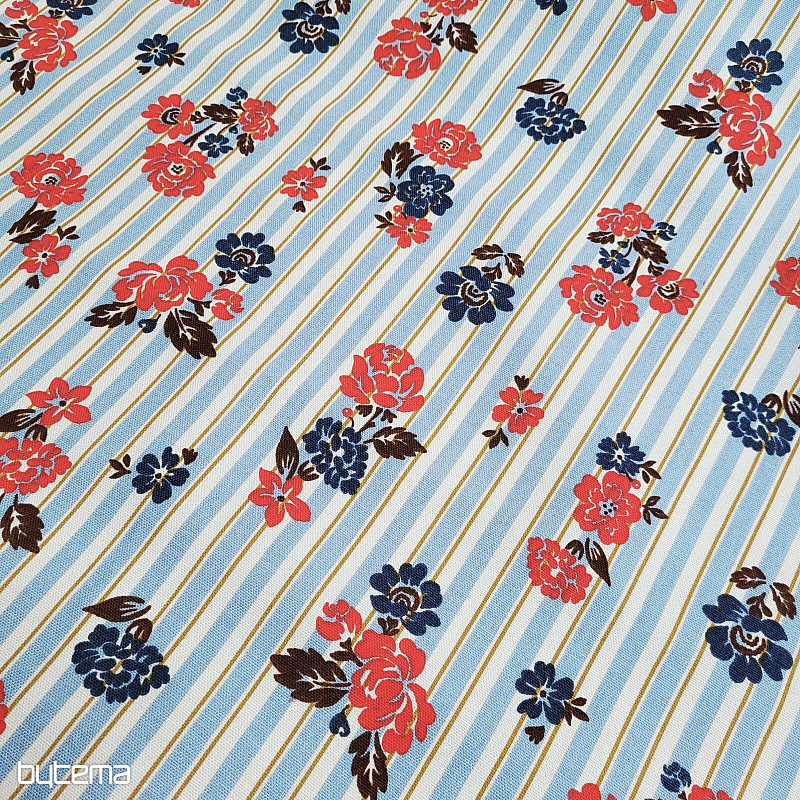 Tissu en coton RAYURES BLEUES RIMCHA