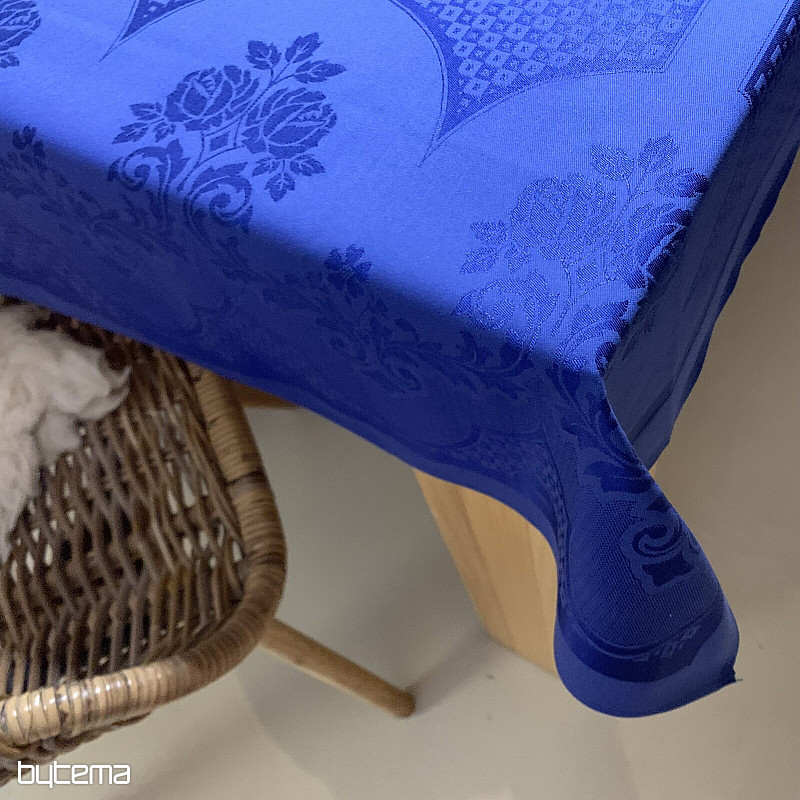 Nappe damassée bleu foncé 140 x 220