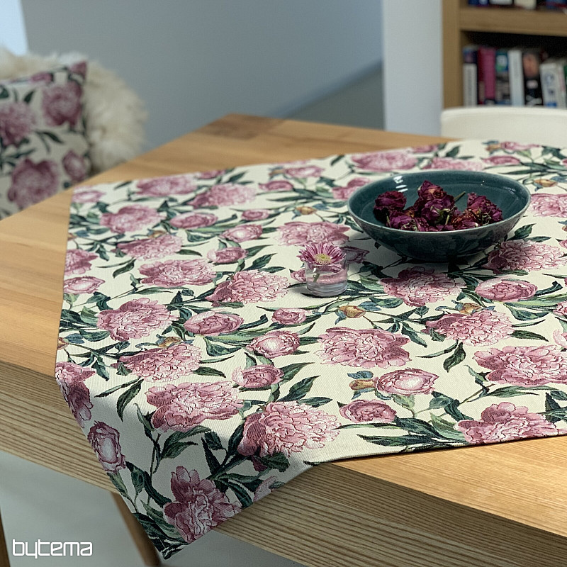 Nappe et foulard pivoines
