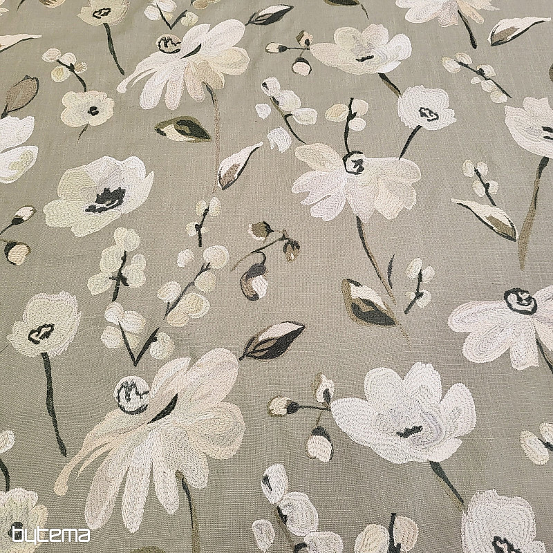 Tissu décoratif RICAMATO BRODERIE avec lin