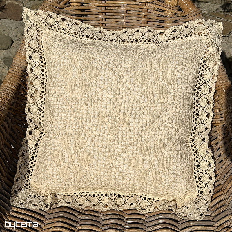 Taie d'oreiller décorative LACE FLOWS beige