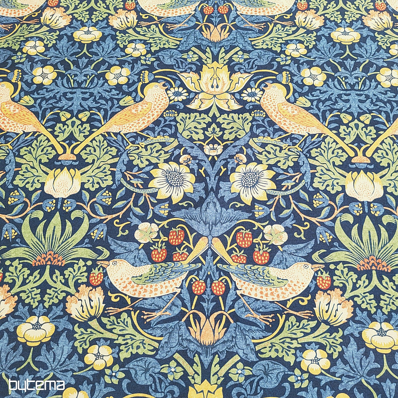 Tissu décoratif OISEAUX ET FRAISES