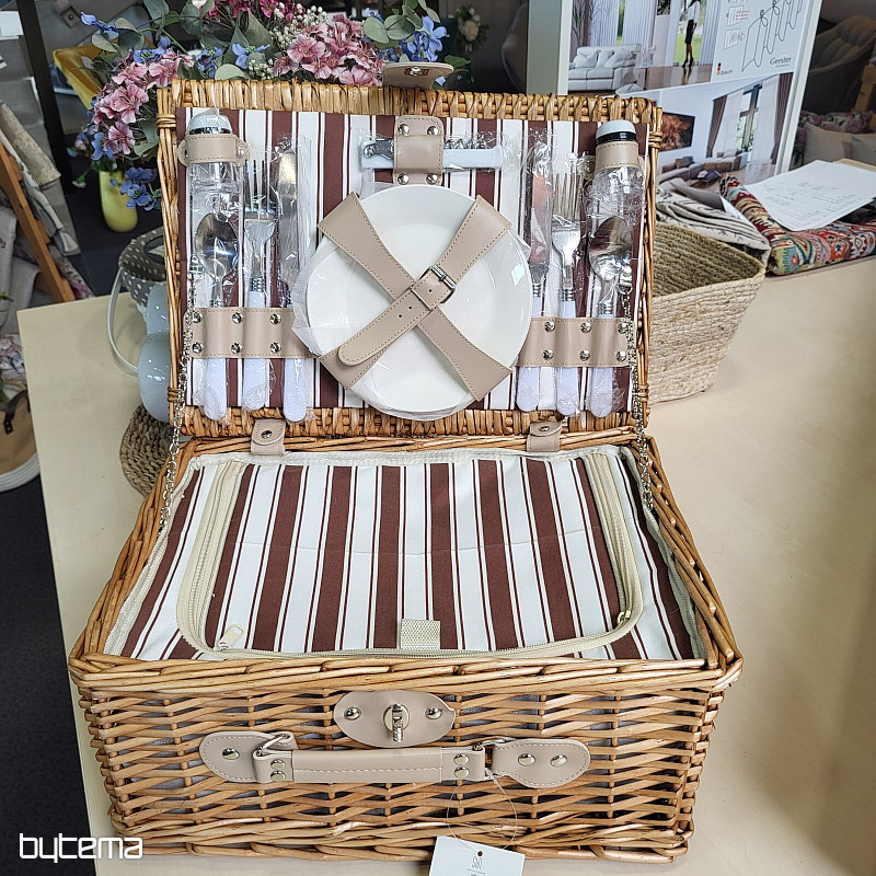 Panier de pique-nique GARDEN à rayures marron - marron pour 2 personnes