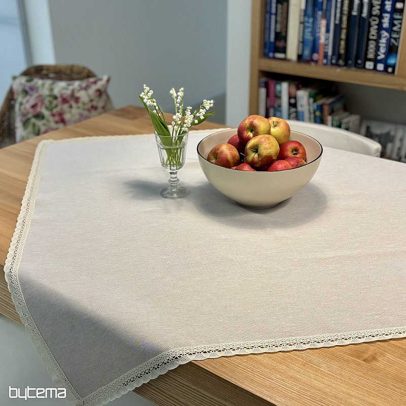 Nappe et foulard en tapisserie NATURE AVEC DENTELLE