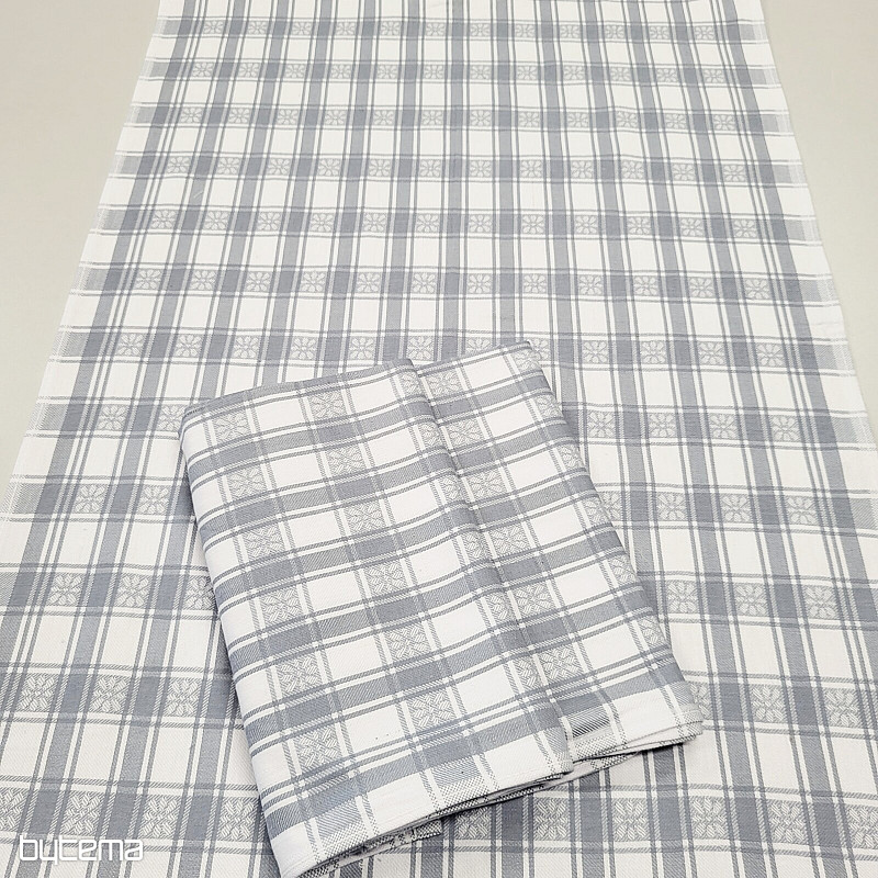 Boîte de serviettes en coton égyptien avec motif floral gris clair