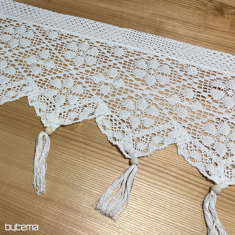 Rideau en vitrail fini, dentelle au crochet beige