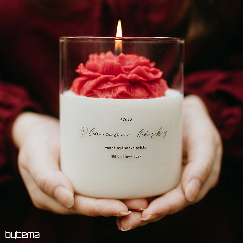 Bougie parfumée aux fleurs FLAME OF LOVE avec couvercle
