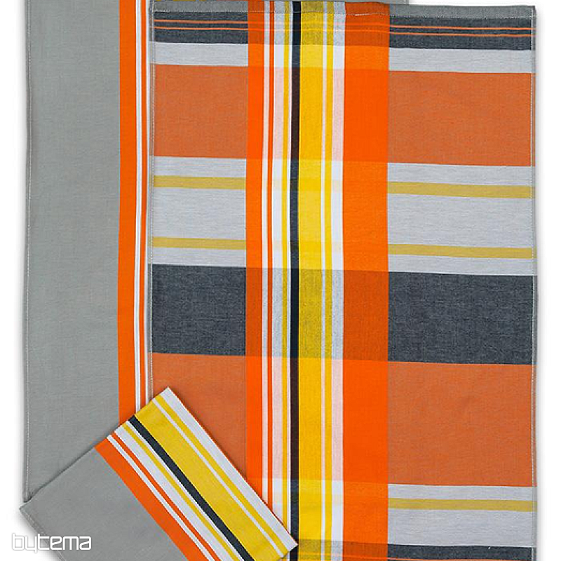 Torchons jacquard gris-orange