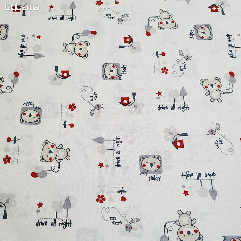 Tissu pour enfant TEDDY BEAR rouge