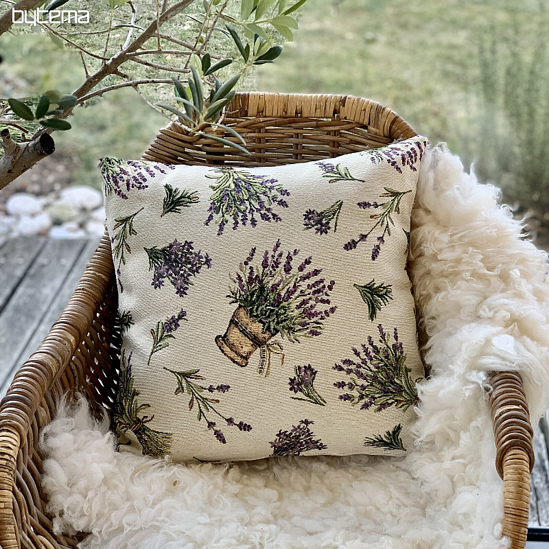 Housse de coussin tapisserie FLEUR DE LAVANDE