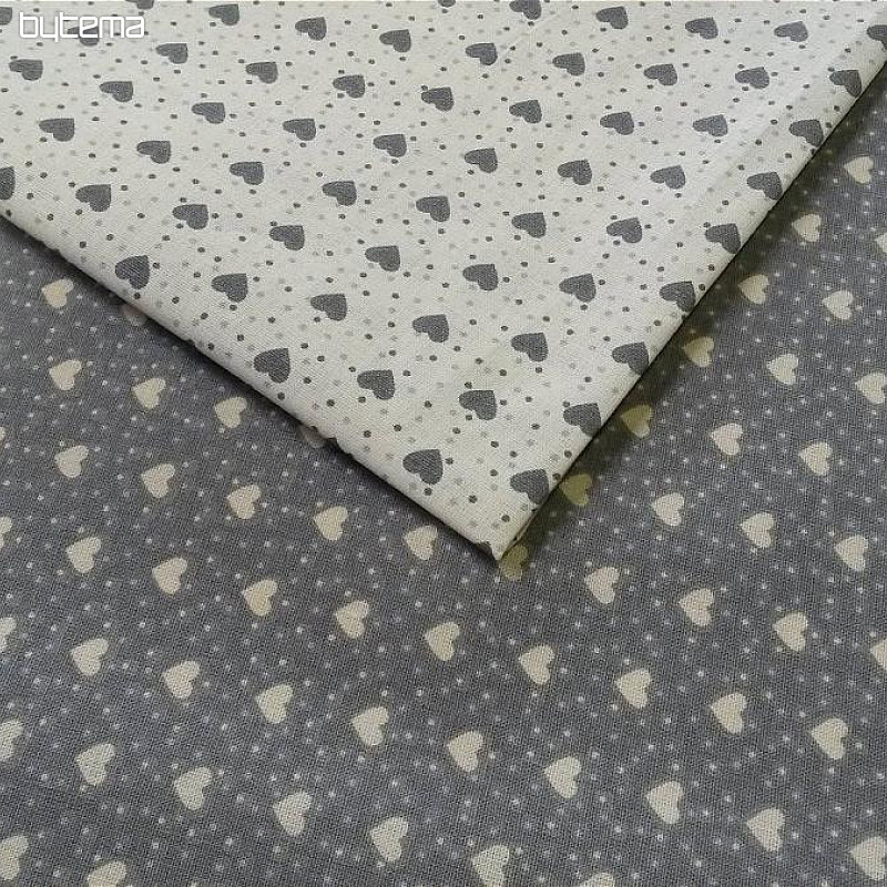 Tissu coton MINI HEART 05 crème, coeur gris