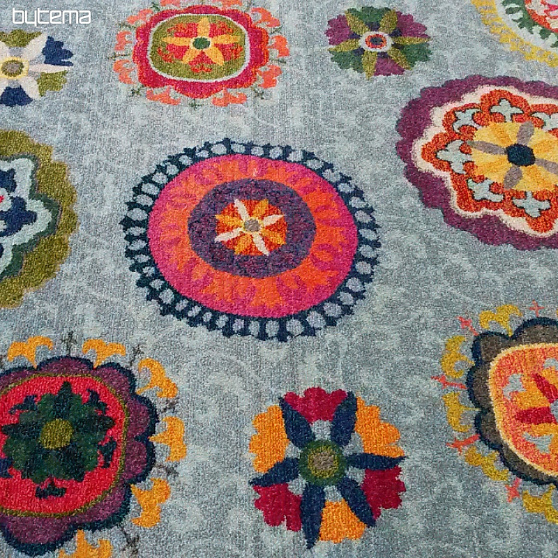 Tapis en pièces MANDALY gris-bleu