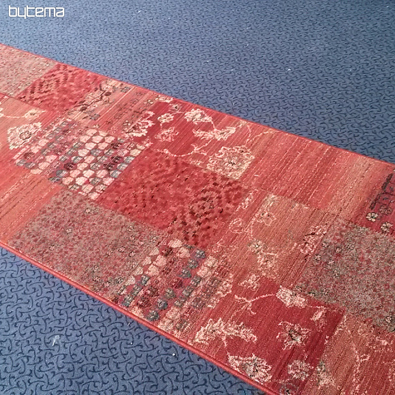 Luxueux tapis de couloir en laine ROYAL PATCHWORK rouge