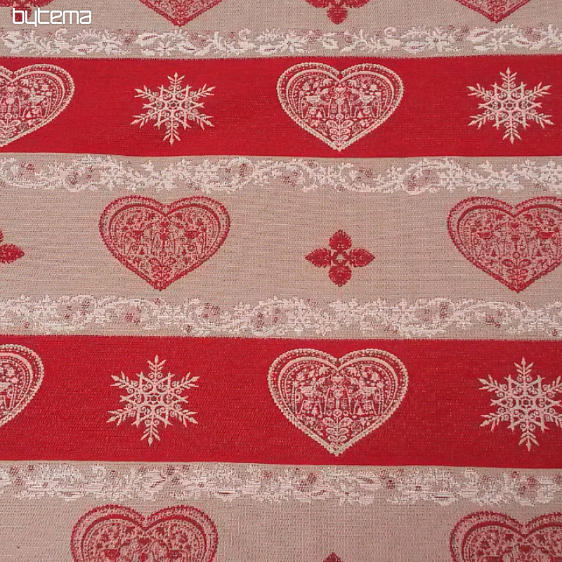Tissu déco à rayures jacquard rouge