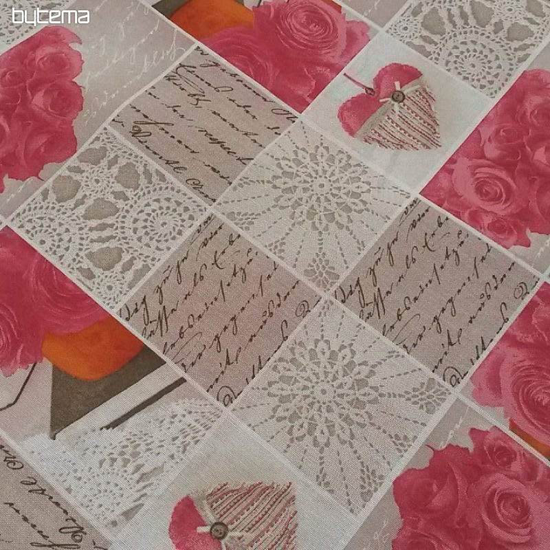 Tissu déco Rose dentelle rose