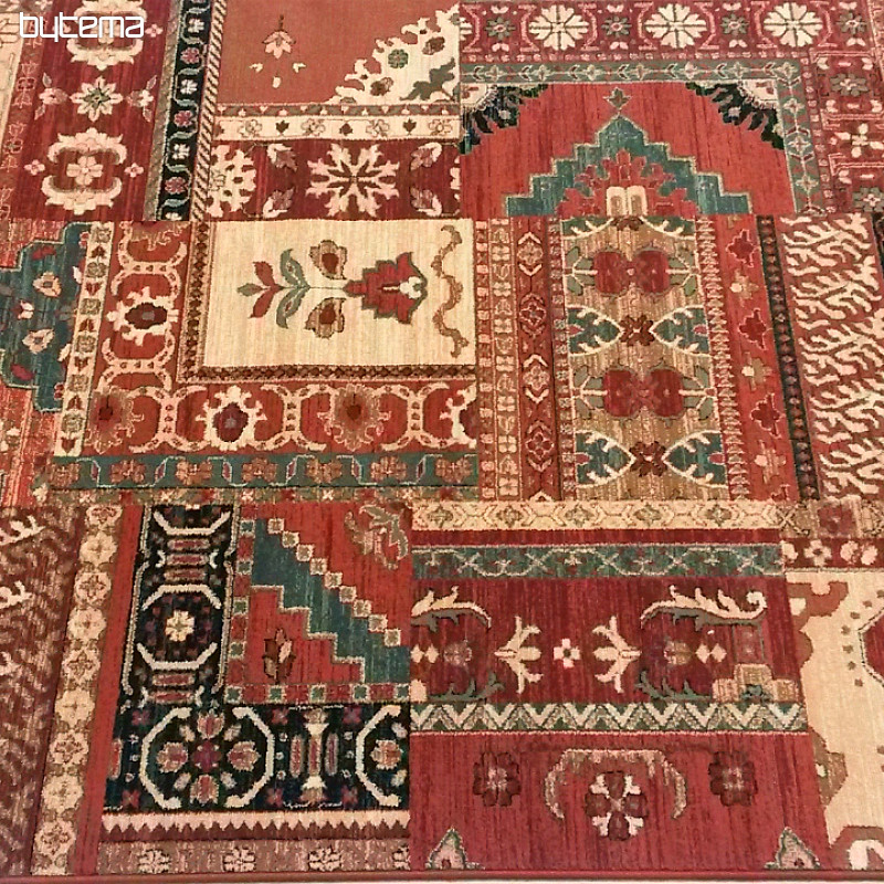 Tapis de luxe en laine ROYAL PATCHWORK multi rouge