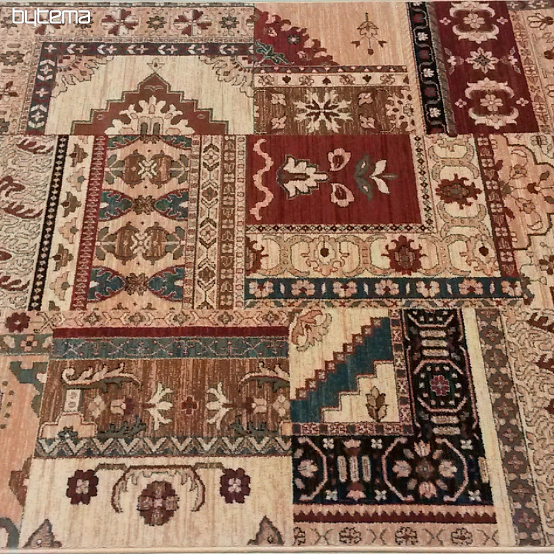 Tapis luxueux en laine ROYAL PATCHWORK multi crème